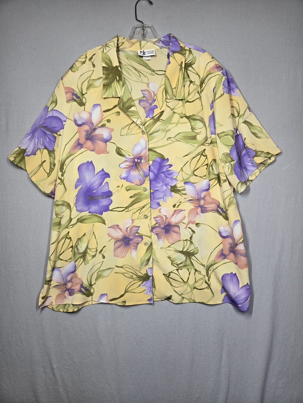 VTG Hawaiian Tropical Shirt Women's 3X Floral Short Sleeve Button Up